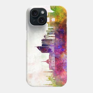 Astana skyline in watercolor background Phone Case