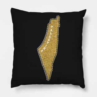 Palestinian Gold Glitter Map Area 27027 KM2 Palestine Will Be Free Solidarity Design -wht Pillow