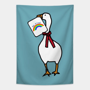 Gamer Goose Says Be Kind with Rainbow Tapestry