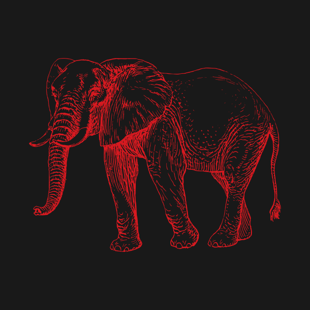 Majestic Red Elephant Engraving by Gregorous Design