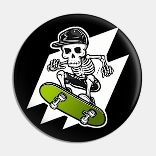 Skeleton Skull Skateboarder Skater Skating Pin