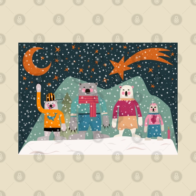 Merry Christmas Postcards - cute Christmas shirt -  cute bear family by Boogosh