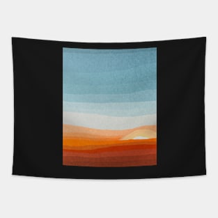 Sunset landscape, Mid century art print Tapestry