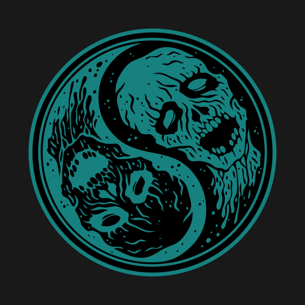 Blue Undead Yin Yang Zombies by jeffbartels