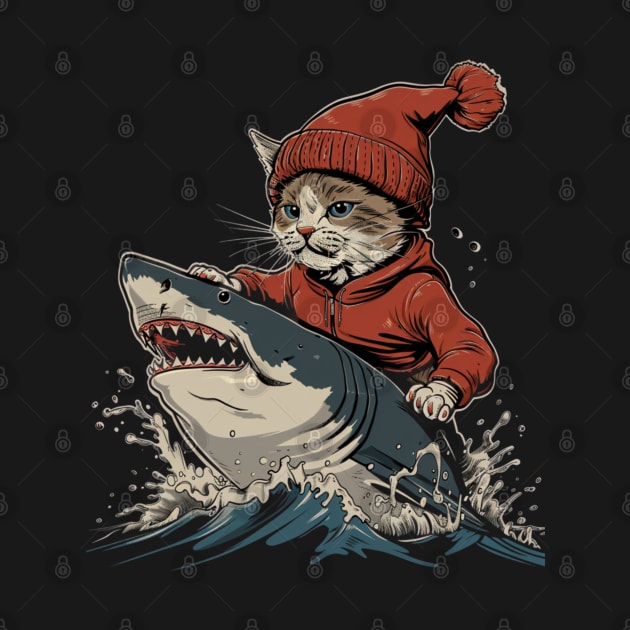 Cat Riding Shark Underwater Safari by BilodeauBlue