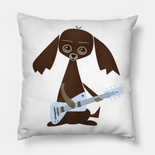 Dog Playing Vintage Guitar Pillow