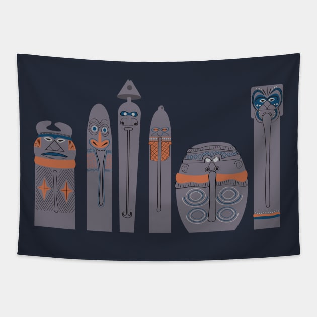 Tikis of Adventureland Tapestry by Lunamis