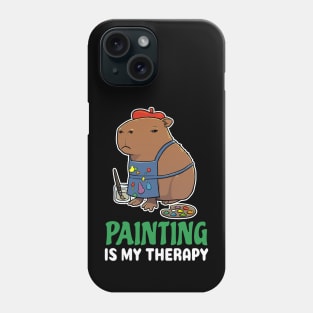 Painting is my therapy cartoon Capybara Phone Case