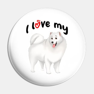 I Love My Samoyed Dog Pin