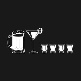 Stick Figure Family - Alcohol Themed - 4 Shots T-Shirt