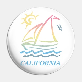 80s Vintage Style / California Aesthetic Sailboat Faded Design Pin