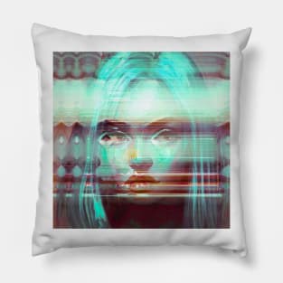 METABOLISM Glitch Art Trippy Portrait Pillow