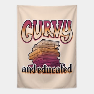 Curvy and educated, vintage colored books Tapestry