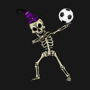 Skeleton Halloween Soccer Witch Hat T-Shirt