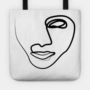 Face Line Art Black Tote