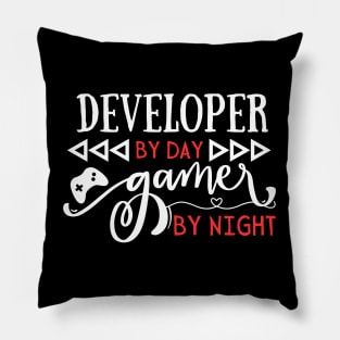 Funny Developer By Day Gamer By Night Pillow