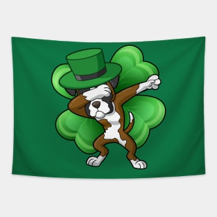 Dabbing Boxer Dog Irish St Patricks Day Tapestry