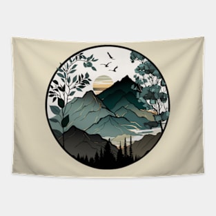 beautiful mountain view, vintage style Tapestry