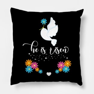 He Is Risen Retro Vintage Dove Happy Easter Day Christian Jesus Pillow