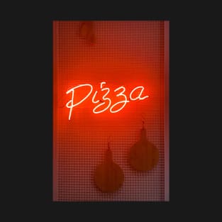 Pizza neon light signage beside wall T-Shirt