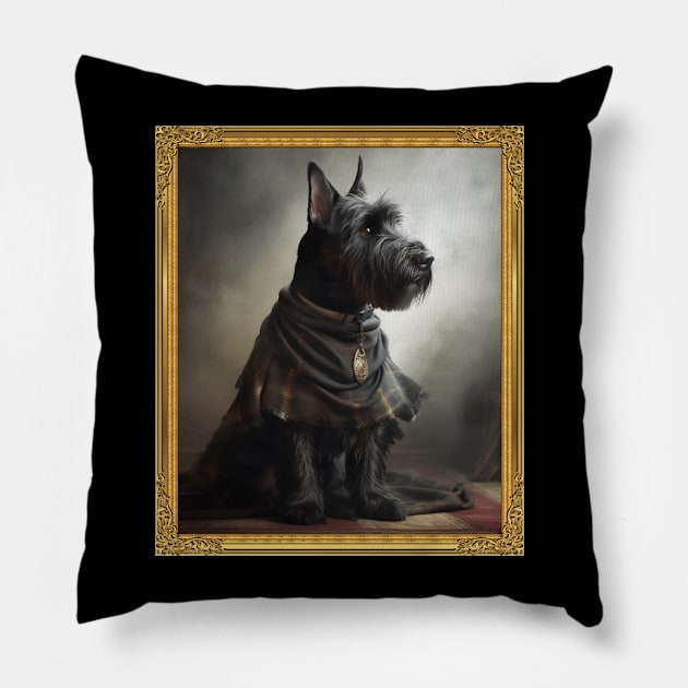 Stalwart Scottish Terrier - Medieval Chieftain  (Framed) Pillow by HUH? Designs