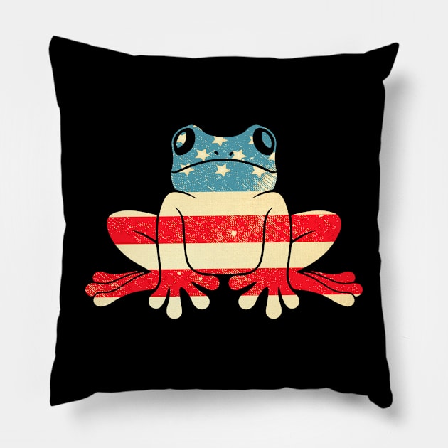 American Flag Frog Pillow by finchandrewf