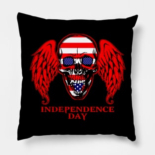 Skull Head Wing Independence Day Pillow