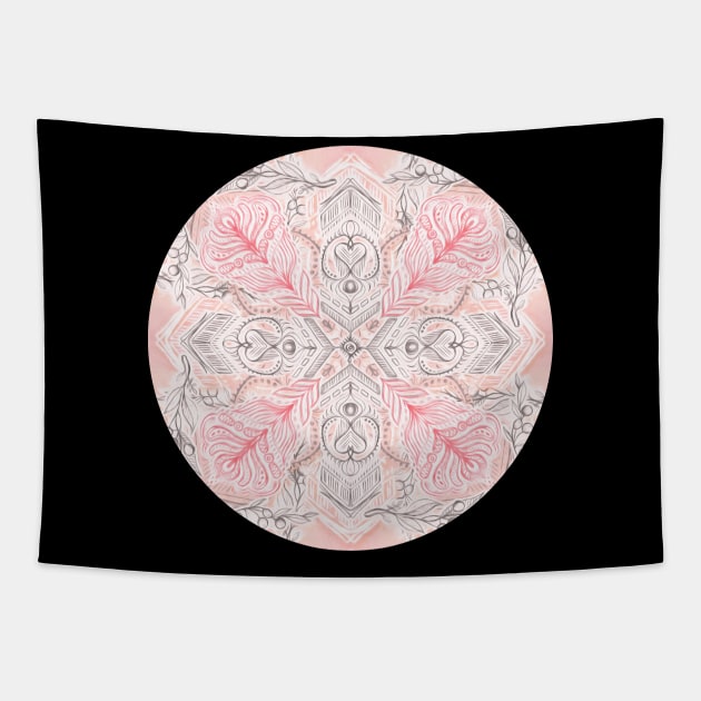 Peaches and Cream Doodle Tile Pattern Tapestry by micklyn