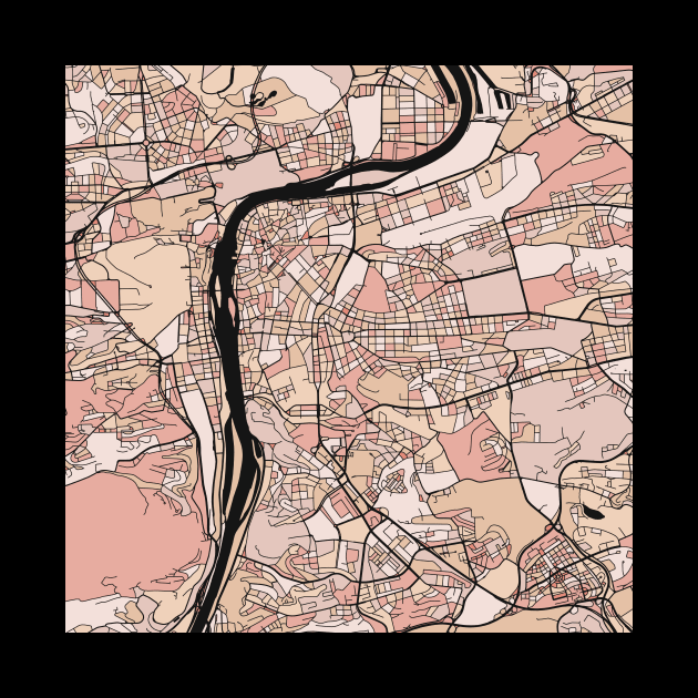 Prague Map Pattern in Soft Pink Pastels by PatternMaps