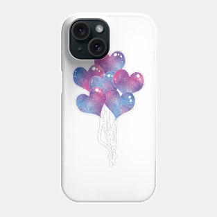 Bouquet of Galaxy Heart Balloons Phone Case