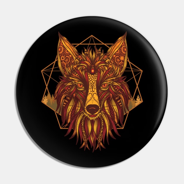 Fire Fox Mandala Pin by origato