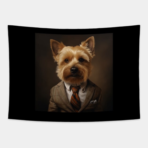 Norwich Terrier Dog in Suit Tapestry by Merchgard