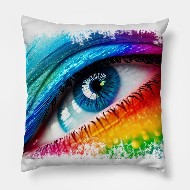 The Vibrant Eye of the Color Storm Pillow by coyoteink