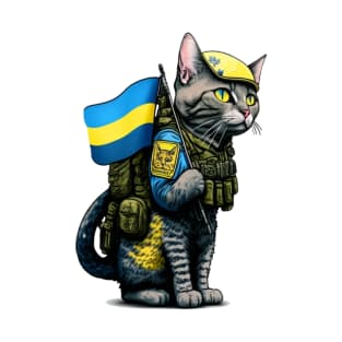 Cat Ukrainian Soldier T-Shirt