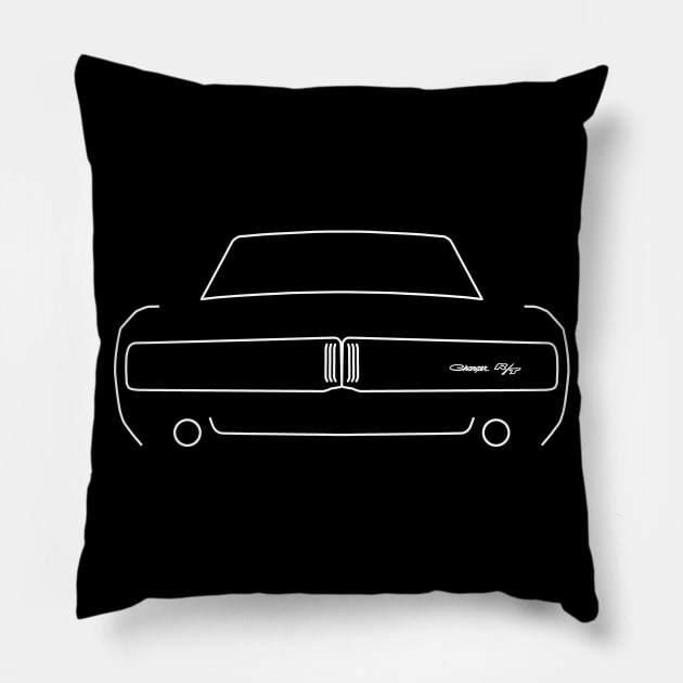 Dodge Charger 1969 outline graphic (white) Pillow by soitwouldseem