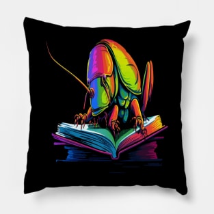 Cockroach Reads Book Pillow