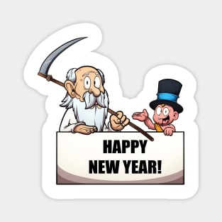 Father Time And New Year’s Baby With Sign Magnet