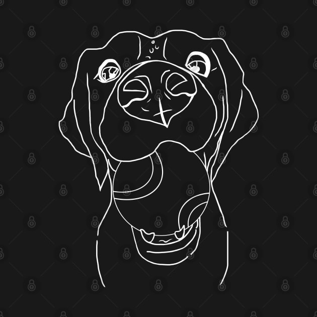 Dog with a tennis ball in its mouth. Cute white line art by KateQR