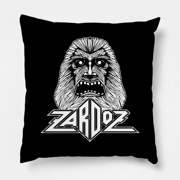 Zardoz Head (Black Print) Pillow by Miskatonic Designs