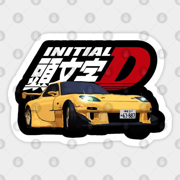 Initial D Fd Rx 7 Yellow Drift Rx7 Aufkleber Teepublic De