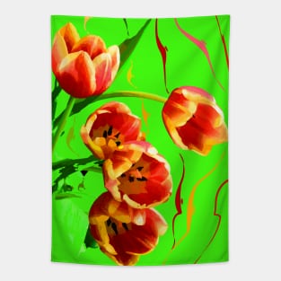 Red-and-yellow tulips Tapestry