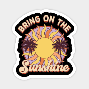 Vintage Retro Sunset Summer Rainbow Bring On The Sunshine Magnet