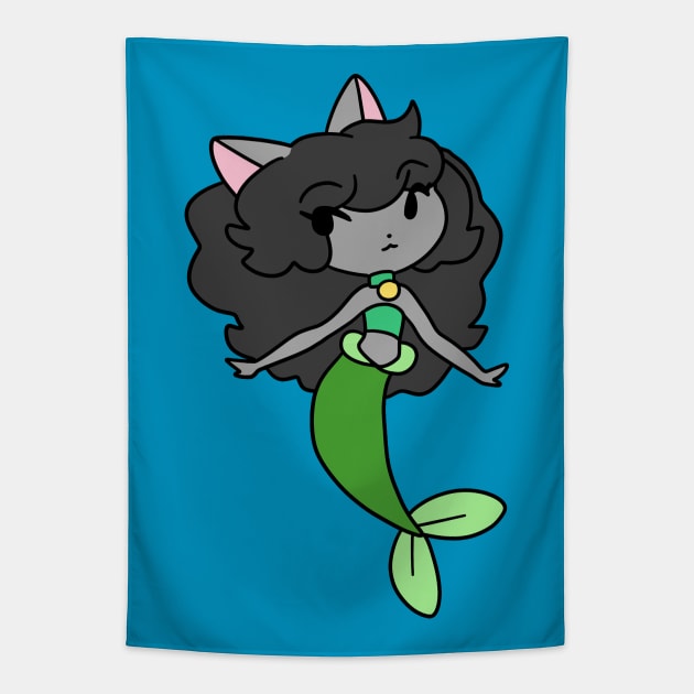 Pretty Mermaid Cat Girl Tapestry by saradaboru