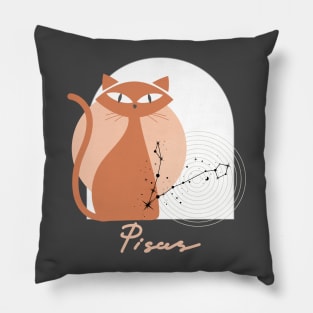 Pisces Zodiac Cat Modern Astrology Horoscope Kitty Pillow