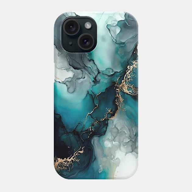 Teal Tides - Abstract Alcohol Ink Art Phone Case by inkvestor