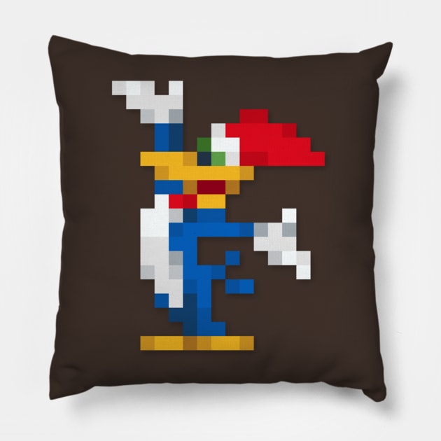 Woody Woodpecker low-res pixelart Pillow by JinnPixel