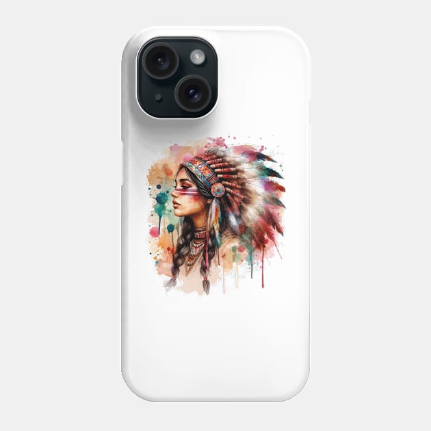 Native american woman watercolor Phone Case by DrMonekers