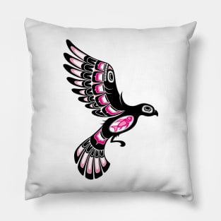 Pink and Black Haida Spirit Flying Bird Pillow