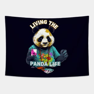 Living the Panda Life, panda t-shirts, t-shirts with pandas, Unisex t-shirts, panda lovers, animal t-shirts, gift ideas, panda tees, gifts Tapestry