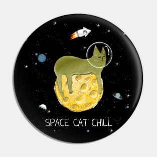 Cats in space. Cute typographi print with cats astronaut. Pin